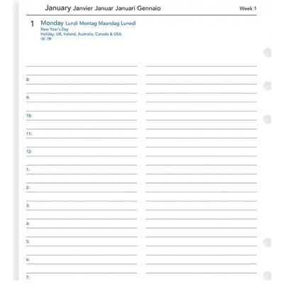 Filofax 6851521 Kalendář náplň A5 den na 1 stranu (5 jazyků) – Sleviste.cz