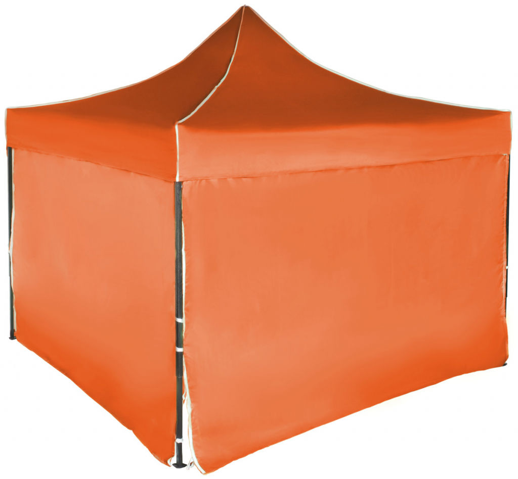 Expodum Nůžkový stan 3x3m ocelový 4 boční plachty Oranžová