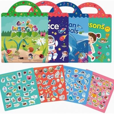 Kqpoinw 4 ks opakovaně použitelné statické samolepky na knihy dětské samolepky na knihy – Zboží Dáma