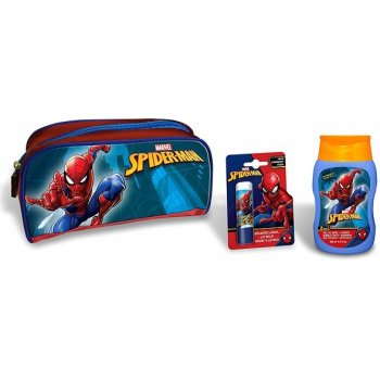 Marvel Spiderman sprchový a koupelový gel pro děti 200 ml + balzám na rty + kosmetická taštička dárková sada