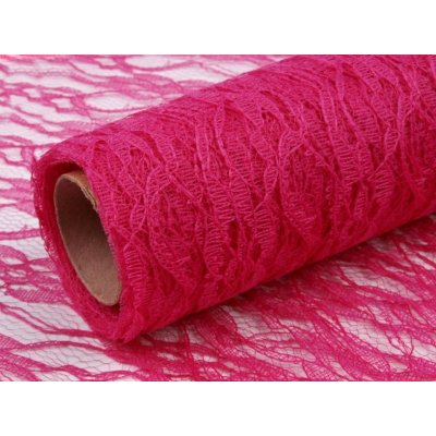 Svatba-eshop Krajková šerpa na stůl sytě růžová 50 cm x 4,5 m - šerpa na slavnostní svatební stůl – Sleviste.cz