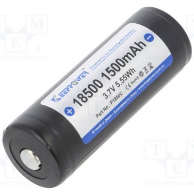 KEEPPOWER ICR18500-150PCM 1500MAH PROTECTED Akum: Li-Ion; 18500; 3,7V; 1500mAh; Ø18,5x53mm; 3A; 1ks. – Zboží Živě