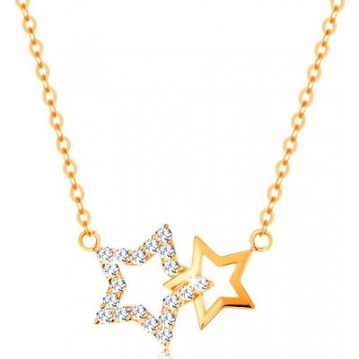 Šperky eshop ze žlutého zlata dvě kontury hvězdiček jemný GG138.24