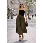 Fashionweek dámská maxi skládaná plisovaná sukně BRAND14 khaki – Zboží Dáma