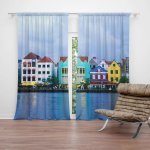 Sablio Závěs Domky u moře: 2ks 140x250cm – Hledejceny.cz