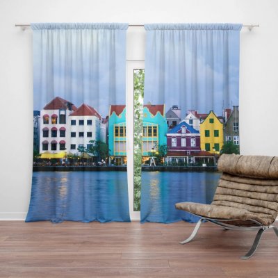 Sablio Závěs Domky u moře: 2ks 140x250cm – Hledejceny.cz