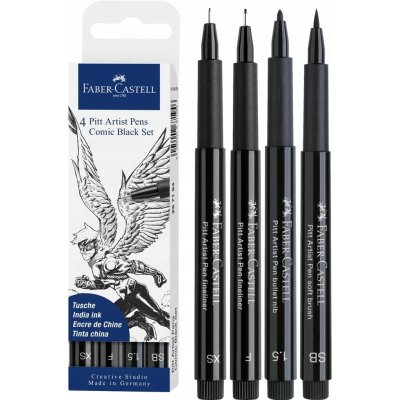 Faber-Castell 6719 Popisovač Pitt Artist Pen Comic černé 4 ks – Zboží Mobilmania