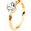 Prsteny Šperky Eshop Zlatý zásnubní prsten zaoblená ramena zářivý kulatý zirkon čiré barvy S3GG113.39