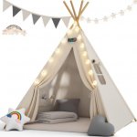 Deuba Dětský stan Teepee 160 x 130 x 130 cm bílý – Zboží Dáma