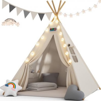 Deuba Dětský stan Teepee 160 x 130 x 130 cm bílý – Zboží Dáma
