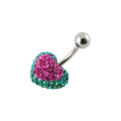 Piercingate piercing do pupíku srdce s krystaly PBSW00065 Srdce – Zboží Dáma
