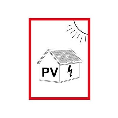 Označení FVE na budově - PV symbol - bezpečnostní tabulka, plast 0,5 mm (A6) 105 x 148 mm