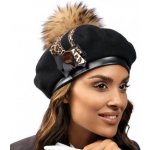 Willi dámský vlněný baret s bambulí podšitý flísem s pásky leopard černá – Sleviste.cz