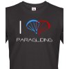 Pánské tričko s potiskem Pánské tričko I love paragliding černá