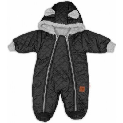 Kojenecká prošívaná kombinéza s kožíškem grafit – Sleviste.cz