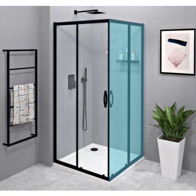 Gelco SIGMA SIMPLY BLACK sprchové dveře posuvné pro rohový vstup 1100 mm, čiré sklo GS2111B – Zboží Mobilmania