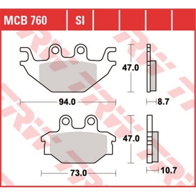 Zadní brzdové destičky TRW / Lucas TGB 425 Blade SE 2007 - 2010 směs SI – Zboží Mobilmania