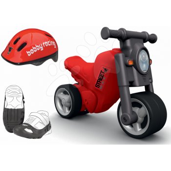 BIG motorka Street Bike červeno-sivé+ochranné návleky na topánky+prilba veľkosť 48-54 cm 56360-2