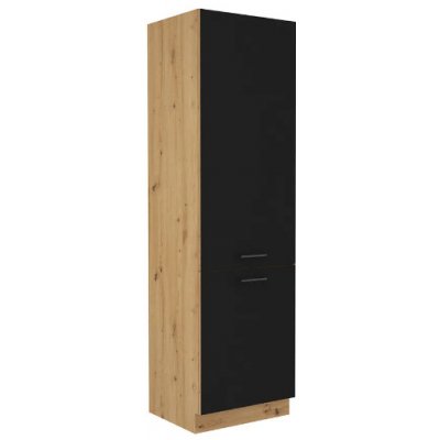Kondela Skříňka na vestavěnou lednici černá, hnědá Monro 60 LO-210 2F dřevotříska 57 x 6 x 210 cm