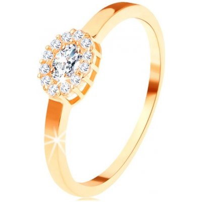 Šperky Eshop Zlatý prsten oválný čirý zirkon lemovaný kulatými zirkonky S3GG112.48 – Zbozi.Blesk.cz