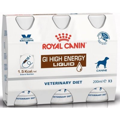 Royal canin Veterinary Diet Dog liquid GI High Energy 3 x 200 ml – Hledejceny.cz