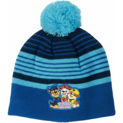 Setino · Chlapecká zimní pletená čepice s bambulí a beránkem Tlapková patrola Světle modrá – Zboží Mobilmania