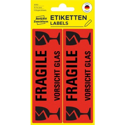 Avery Zweckform 3050 Varovné etikety 119 x 38 mm 10 ks jasně červené – Hledejceny.cz