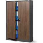 Jan Nowak Plechová policová skříň KEVIN, 900 x 1400 x 400 mm antracitová/ ořech 1386 – Sleviste.cz
