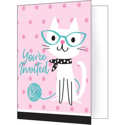 Creative Converting U.S.A Narozeninové pozvánky s obálkou Kočky 10 x 13 cm 8 ks – Zboží Mobilmania