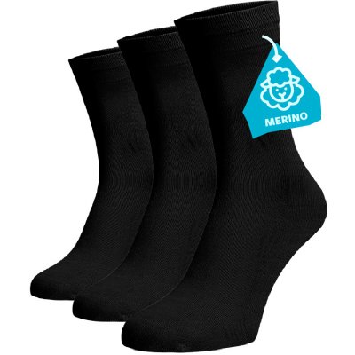 Zvýhodněný set 3 párů MERINO vysokých ponožek Vlna černé – Zboží Mobilmania