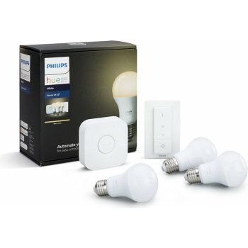 Philips Hue sada + 3 E27 9,5W W BT + vypínač