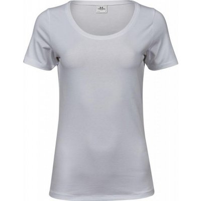 Tee Jays Prodloužené strečové tričko s kulatým lemem Bílá