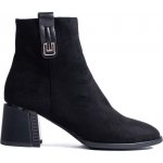 Shelovet klasické semišové kotníkové boty na podpatku gd-fl2088a-b černé – Zboží Mobilmania