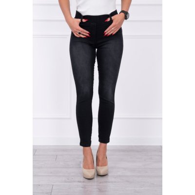Fashionweek džínové kalhoty džíny s mašlemi a zipy K3653 černé – Zboží Mobilmania