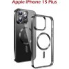 Pouzdro a kryt na mobilní telefon Apple Pouzdro Swissten Clear Jelly MagStick Metallic PRO iPhone 15 PRO černé;