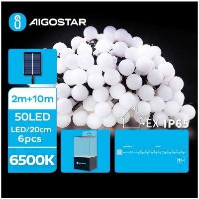 Aigostar LED Solární dekorační řetěz 50xLED 8 funkcí 12m IP65 studená bílá | AI0427 – Hledejceny.cz