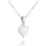 Minet Stříbrný srdíčko s bílým opálkem JMAS0138SN45 – Zboží Mobilmania