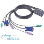 Aten CS-12C DataSwitch elektronický 2:1 (kláv.,VGA,myš) PS/2 vč. kabelů – Zboží Živě