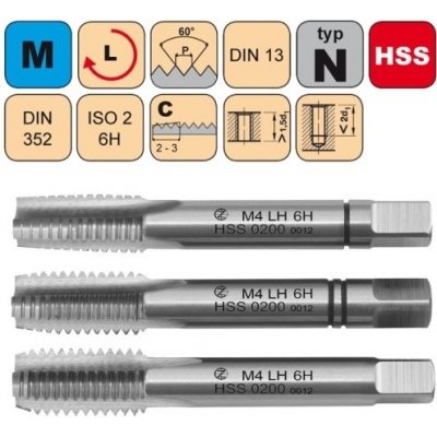 NÁSTROJE CZ Sadový závitník M8x1.25 SADA LH ISO2 HSS DIN 352 LEVÝ - 0200L – Hledejceny.cz
