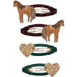 MIMI & LULA Sponky do vlasů Horsey – set 4 ks, hnědá barva, textil – Zboží Mobilmania