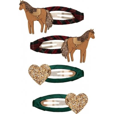 MIMI & LULA Sponky do vlasů Horsey – set 4 ks, hnědá barva, textil – Zboží Mobilmania