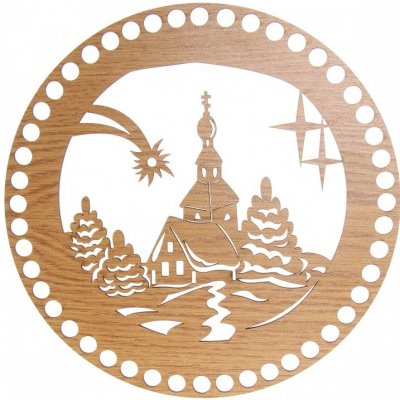 Víko na košík kruh Ø 20 cm dekor dub, kostel s kometou – Zboží Dáma