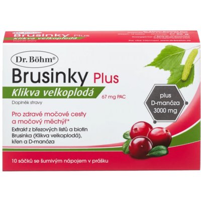 Dr. Böhm Brusinky Plus klikva velkoplodá 67 mg PAC 10 sáčků – Hledejceny.cz