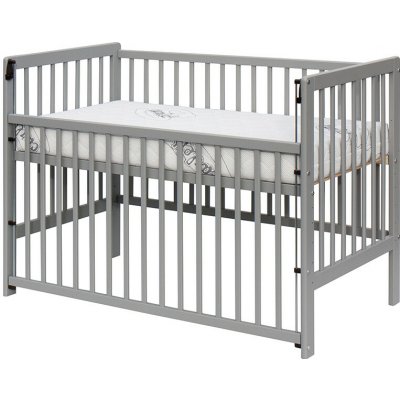 Scarlett Dětská postýlka DOMINIK borovice stahovací bočnice 120 x 60 cm šedá – Hledejceny.cz