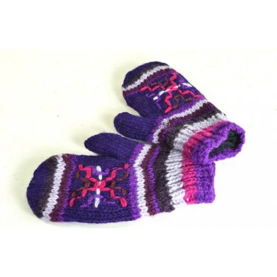 Sanu Babu rukavice-palčáky fialové výšivka podšívka