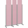 Paraván Atmosfere LINE 119 dřevěný 3-dílný paraván mobilní výška 1900 mm rám šedá výplň pastelově růžová