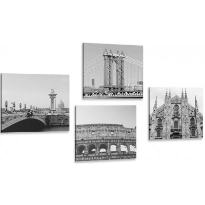 Dreamvido Set obrazů města v černobílém provedení Varianta: 4x 40x40