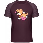 MyMate prodloužené triko MY111 Design se srdíčkem a psem Burgundy Heather Burgundy – Sleviste.cz