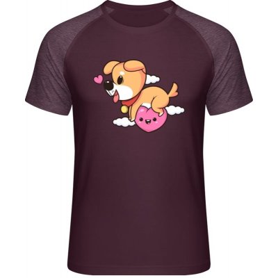 MyMate prodloužené triko MY111 Design se srdíčkem a psem Burgundy Heather Burgundy – Sleviste.cz