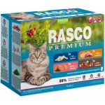 Rasko Premium Cat Sterilized 3 x salmon 3 x cod 3 x duck 3 x turkey 12 x 85 g – Zbozi.Blesk.cz